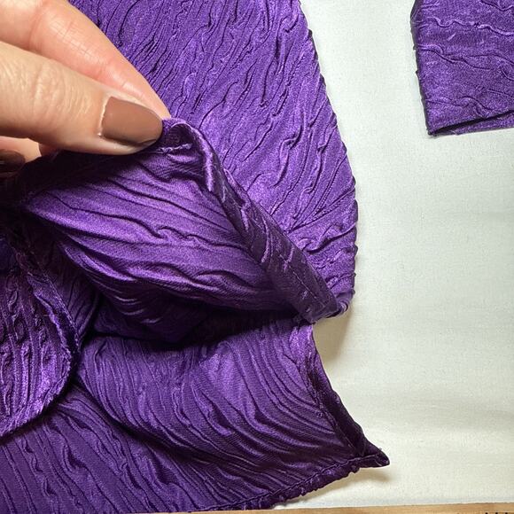 Maggie Barnes 3X Button Front Blouse Purple Textured Crinkle Career Office NWT - Picture 10 of 13